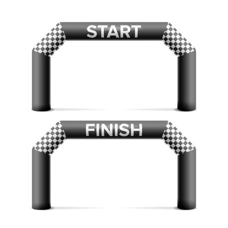 Inflatable Start, Finish Line Arch Vector. Place For Sponsors Advertising. Isolated On White Illustrationのイラスト素材