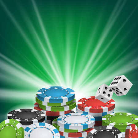 Poker Poster Vector. Online Poker Gambling Casino Billboard Sign. Jackpot Advertising Concept Illustration.のイラスト素材
