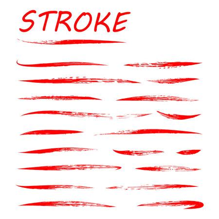 Set of White Hand Lettering Convex Underlines With Shadow Isolated. Vintage Elements For Your Design. Vector illustration Handwritten Marker.のイラスト素材