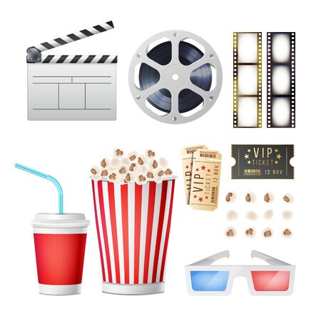 Cinema movie icons set.のイラスト素材