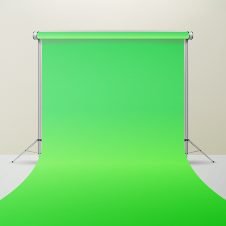 Green Hromakey Vector. Realistic 3D Template Mock Up. Isolated Illustration.のイラスト素材