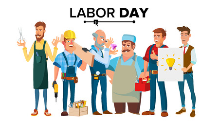 Labor Day Vector. A Group Of People Of Different Professions. Flat Isolated Cartoon Character Illustrationのイラスト素材