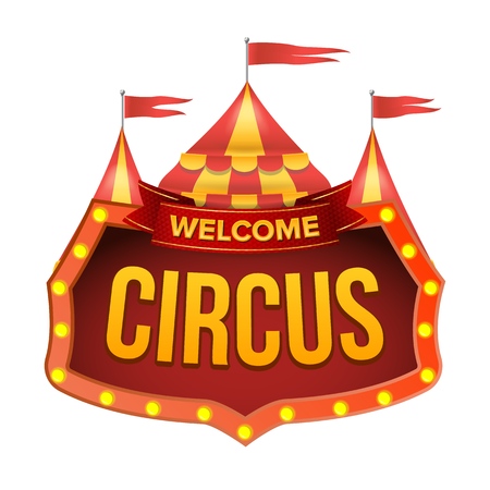 Circus Sign Vector. Carnival Light Bulb Frame. Flat Isolated Illustrationのイラスト素材