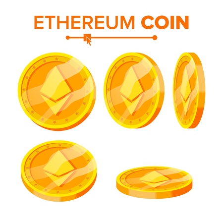 Ethereum Gold Coins Vector Set.のイラスト素材