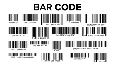 Bar Code Set Vector. Universal Product Scan Code. Isolated Illustrationのイラスト素材