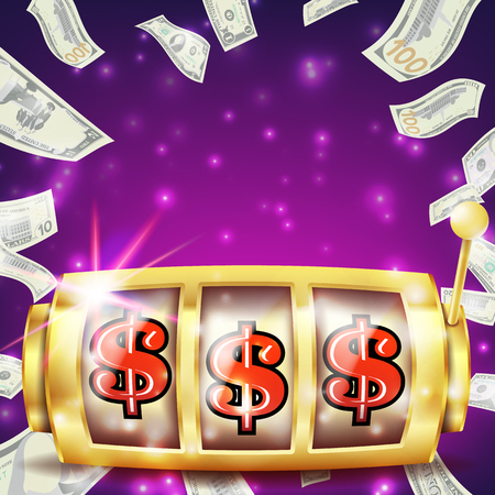 Slot Machine Banner Vector. Casino Casino Success Concept. Screen. Fortune Jackpot. Illustrationのイラスト素材