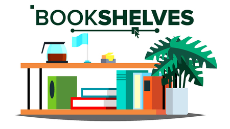 Storage Shelves Vector. Document, Book. Colored Office Folders. Information Organization. Flat Isolated Illustrationのイラスト素材