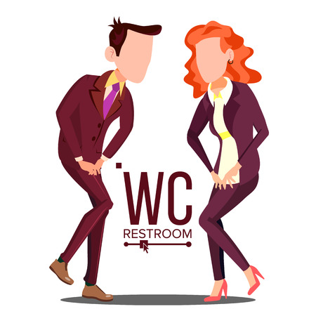 Office WC Sign Vector. Female, Male. Bathroom, Restroom Label Isolated Illustrationのイラスト素材