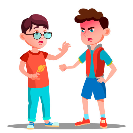 Angry Boy Screaming At Friend Vector. Illustrationのイラスト素材