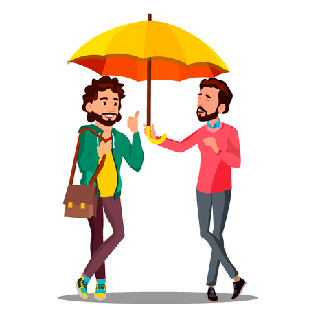Client Insurance Cover, Office Worker Holding An Umbrella Over Head A Happy Client Vector. Illustrationのイラスト素材
