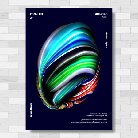 Liquid, Brush Poster Vector. Multicolored Object. Drop Oil Illustrationのイラスト素材