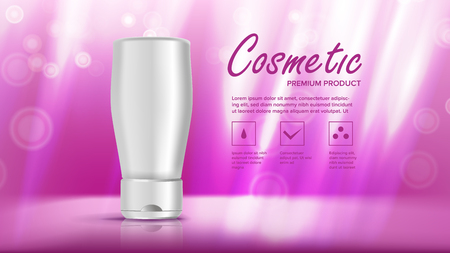 Cosmetic Bottle Template Vector. Beauty Bckground. Jar Blank. Marketing Ads. Facial Care. 3D Mockup Realistic Illustrationのイラスト素材