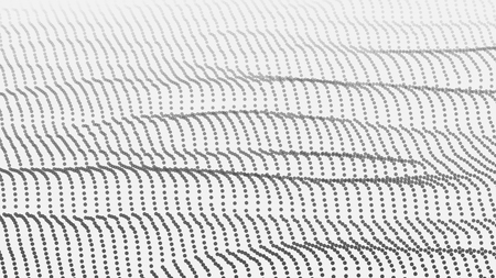 Technology Landscape Vector. Tech Surface. Dot Land. Geometric Data. Particle Wireframe. Big Flow. 3D Illustrationのイラスト素材