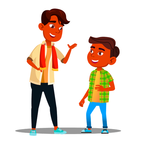 Two Indian Boys Talking To Each Other Vector. Illustrationのイラスト素材