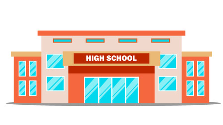 High School Building Vector. Classic. Isolated Flat Cartoon Illustrationのイラスト素材