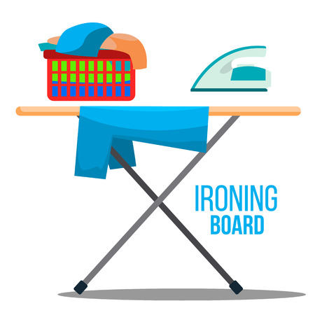 Ironing Board Vector. Iron, Linen, Cleaning, Cleanliness Icons Flat Cartoon Illustrationのイラスト素材