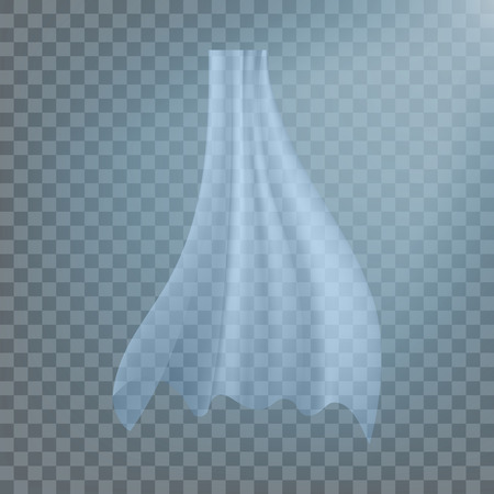 Fluttering White Cloth Vector. Textile Design. Interior Drapery. Blowing Object. Realistic Clear Material Illustrationのイラスト素材