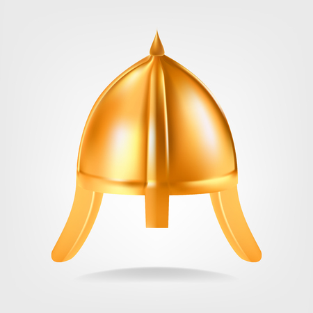 Gold Helmet Vector. Golden King Royal Helmet. Monarchy Power. Isolated Illustrationのイラスト素材