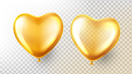 Heart Balloon Vector. Transparent 3D Realistic Air Balloon In Form Of Heart. Carnaval Greeting Design. Vintage Sign. Illustrationのイラスト素材