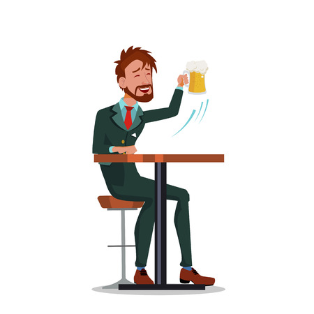Man In Business Suits Relaxing At The Bar With Beer And Laughing Vector Cartoon Illustrationのイラスト素材