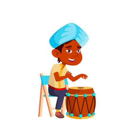 Indian Boy Kindergarten Kid Poses Vector. Character Playing. Childish. Casual Clothe. For Presentation, Print, Invitation Design. Isolated Cartoon Illustrationのイラスト素材