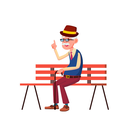 Old Man Vector. Elderly People. Senior Person. Aged. Active Grandparent. Isolated Cartoon Illustrationのイラスト素材