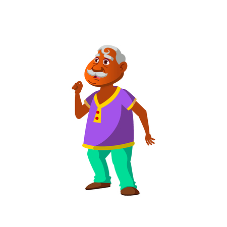 Indian Old Man Vector. Elderly People. Senior Person. Aged. Active Grandparent. Isolated Cartoon Illustrationのイラスト素材