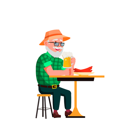 Old Man Vector. Elderly People. Senior Person. Aged. Active Grandparent. Isolated Cartoon Illustrationのイラスト素材