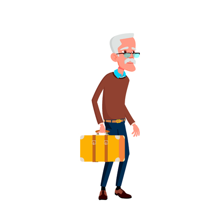 Old Man Vector. Elderly People. Senior Person. Aged. Active Grandparent. Isolated Cartoon Illustrationのイラスト素材