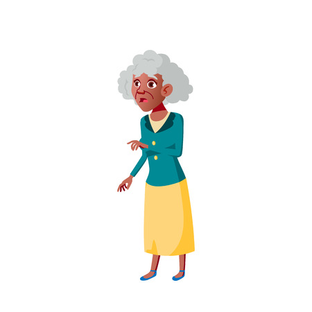Black, African American Woman Vector. Elderly People. Senior Person. Aged. Active Grandparent. Isolated Cartoon Illustrationのイラスト素材