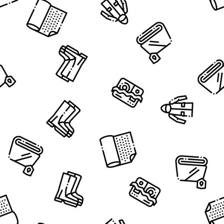 Waterproof Materials Seamless Pattern. Waterproof Material For Personal, Industrial Use Linear Pictograms. Water Resistant Device, Clothes, Moisture Absorbing Substance Contour Illustrationsの写真素材