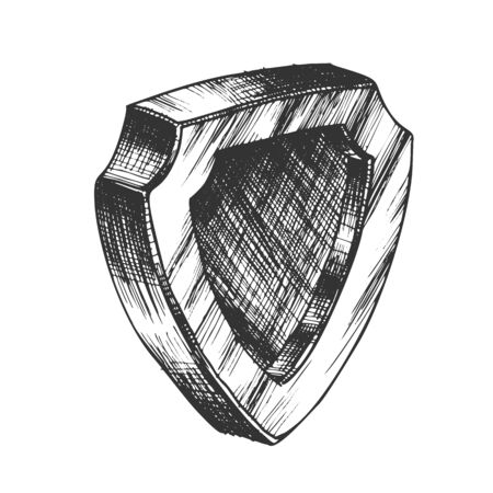 Map Shield Form Pointer Gps Location Icon Vector. Positioning Of Protection, Police Or Security Organization Structure Pointer Mark Navigator Or Application. Monochrome Designed Cartoon Illustrationのイラスト素材