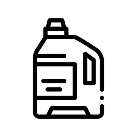 Laundry Service Washing Liquid Bottle Vector Icon. Plastic Container With Cleaning Liquid Clothes Linear Pictogram. Laundromat, Dry-Cleaning, Launderette, Stain Removal Contour Illustrationのイラスト素材