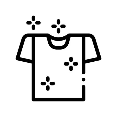 Laundry Service Washed T-shirt Vector Line Icon. Clean Wear Laundry Service, Washing Clothes Dress Linear Pictogram. Laundromat, Dry-Cleaning, Launderette, Ironing Contour Illustrationのイラスト素材
