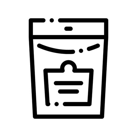 Bio Supplements Package Vector Thin Line Icon. Balancers Muscle Sportsman Nutrition Package With Label Linear Pictogram. Dietary Protein Ingredient, Bar Bodybuilding Contour Illustrationのイラスト素材