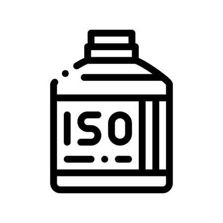 Bottle With Sport Nutrition Vector Thin Line Icon. Bio Balancers Healthy Sport Nutrition for Sportsman Linear Pictogram. Dietary Protein Ingredient, Iso, Bar Bodybuilding Contour Illustrationのイラスト素材