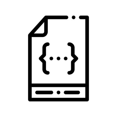 Coding File Document System Vector Thin Line Icon. Binary System, Data Encryption Linear Pictogram. Web Development, Programming Languages, Bug Fixing, HTML, Script Contour Illustrationのイラスト素材