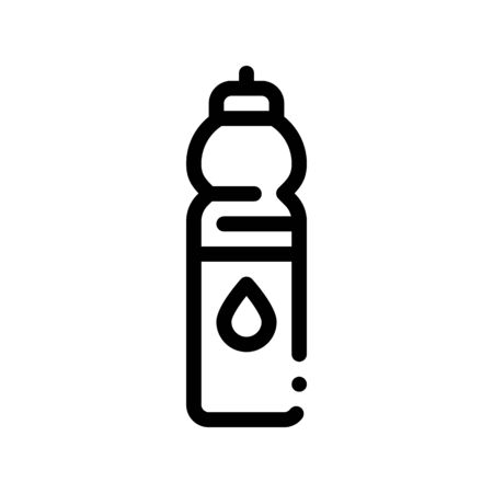 Water Bottle Sport Equipment Vector Thin Line Icon. Sportsman Equipment Container With Healthy Liquid Linear Pictogram. Dietary Protein Ingredient, Bar Bodybuilding Contour Illustrationのイラスト素材