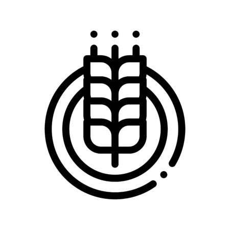 Wheatear In Round Frame Vector Thin Line Icon. Ear Of Wheat Wheatear Organic Cosmetic, Natural Component Linear Pictogram. Eco-friendly, Cruelty-free Product, Molecular Analysis Contour Illustrationのイラスト素材