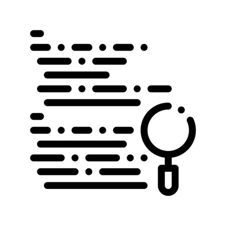 Magnifier Search Code Mistake Vector Line Icon. Programming Coding System, Data Encryption And Code Linear Pictogram. Web Development, Languages, Bug Fixing, Script Contour Illustrationのイラスト素材