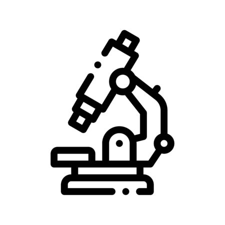 Medical Equipment Microscope Vector Thin Line Icon. Medicine Laboratory Microscope Linear Pictogram. Chemical Medical Microbe Type Infection Microorganism Contour Monochrome Illustrationのイラスト素材