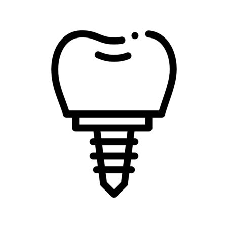Dentist Stomatology Tooth Implant Vector Icon Sign Thin Line. Tooth Implant Fixture, Tool And Device Linear Pictogram. Chairside Assistance Dental Health Service Monochrome Contour Illustrationのイラスト素材