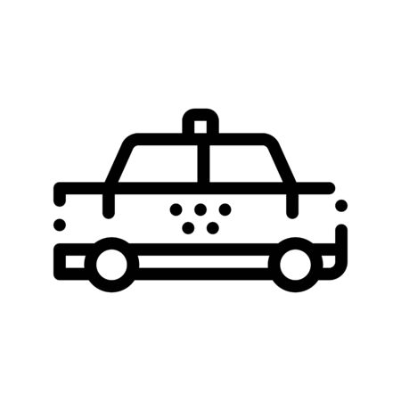 Public Transport Taxi Car Cab Vector Sign Icon Thin Line. Cab Car Automobile, Urban Passenger Transport Linear Pictogram. City Transportation Passage Service Contour Monochrome Illustrationのイラスト素材