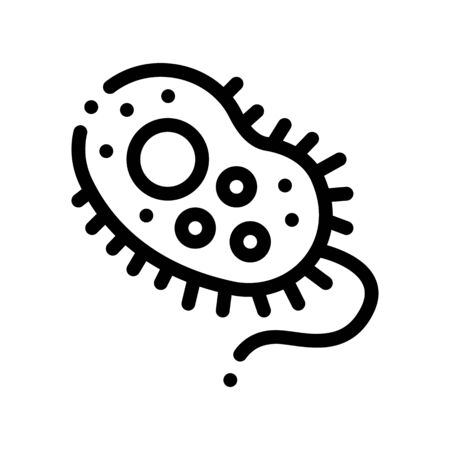 Dangerous Bacillus Bacteria Vector Thin Line Icon. Warning Virus Micro Organism Bacteria Linear Pictogram. Chemical Microbe Type Infection Microorganism Bacteriology Contour Monochrome Illustrationのイラスト素材