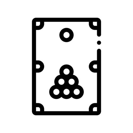 Interactive Game Billiard Vector Thin Line Icon. Balls And Billiard-cue Cue Children Playing Gaming Items Figure Pieces Linear Pictogram. Joyful Things Monochrome Contour Illustrationのイラスト素材