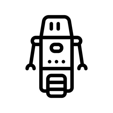 Artificial Intelligence Bot Wheel Vector Sign Icon Thin Line. Artificial Intelligence Robot Assistant Helper Linear Pictogram. Technology Support, Cyborg, Microchip Contour Illustrationのイラスト素材