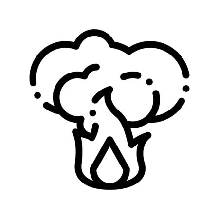 Fire With Smoke Wildfire Thin Line Icon. Conflagration Ecological Fatal Down Environmental Pollution And Venting Linear Pictogram. Dirty Soil, Water, Air Contour Illustrationの写真素材