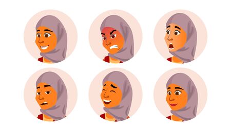 Avatar Woman . Comic Emotions. Beautiful Female. Various Head. Communication. Isolated Cartoon Character Illustrationの写真素材