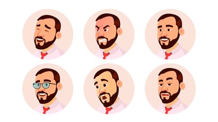 Avatar Man . Human Emotions. Stylish Image. Flat Character Illustrationの写真素材