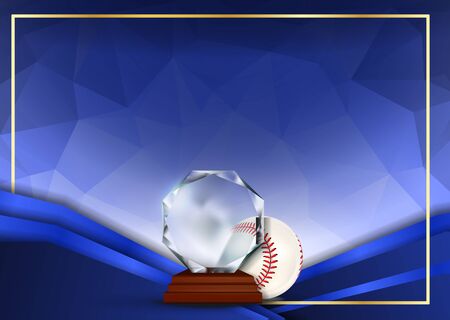 Baseball Certificate Diploma With Glass Trophy Vector. Sport Vintage Appreciation. Modern Gift. Print Blank. A4 Horizontal. Event Illustrationのイラスト素材